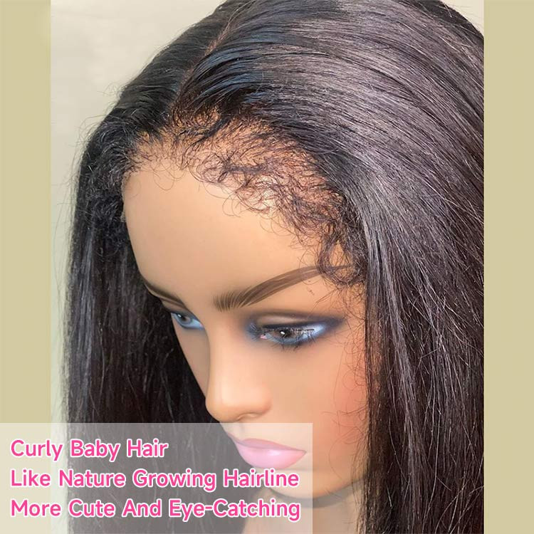 straight wigs with curly baby hair