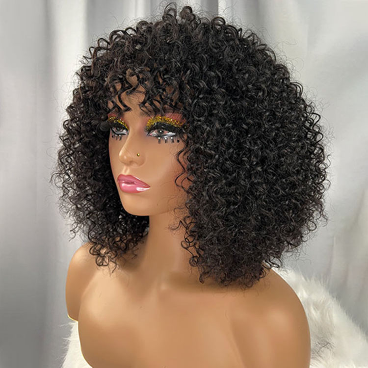 short curly bob with bangs