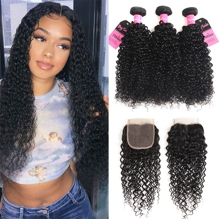 curly 3 bundles with closure