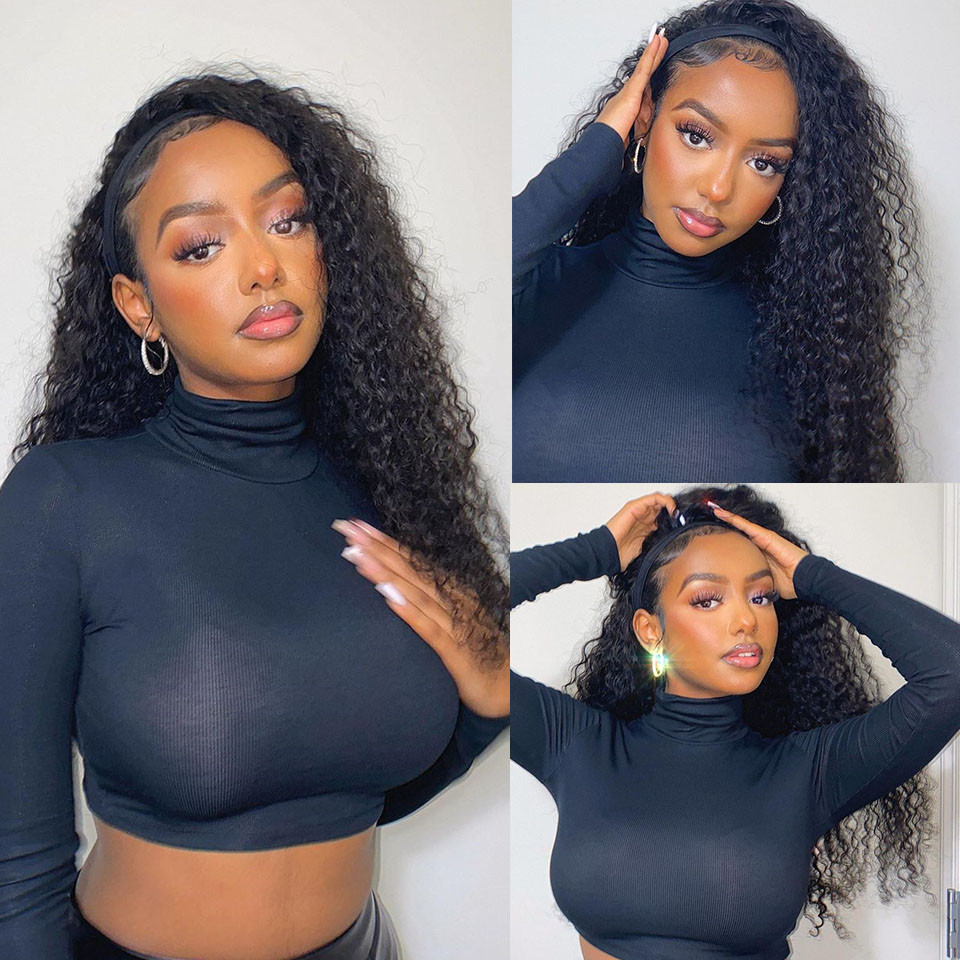 curly head band wigs