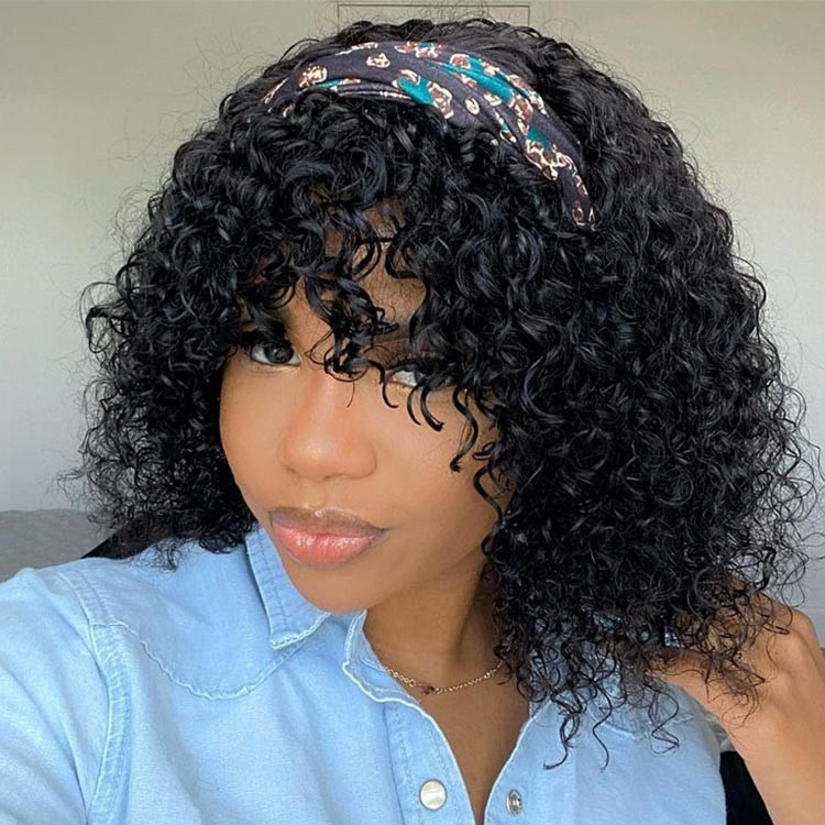 curly wig with bangs