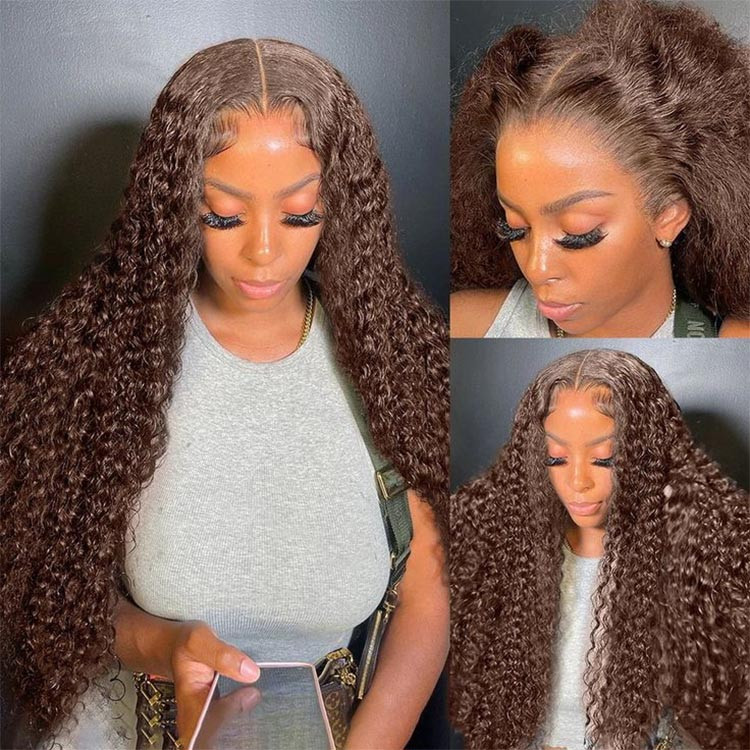 brown deep wave wig