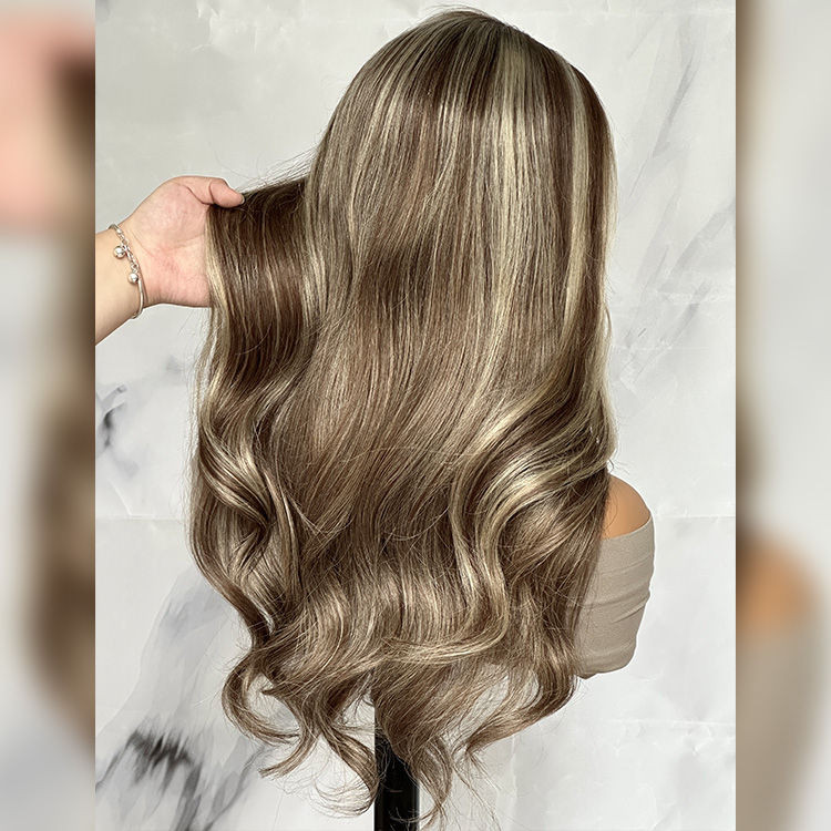 brown wig with blonde highlights