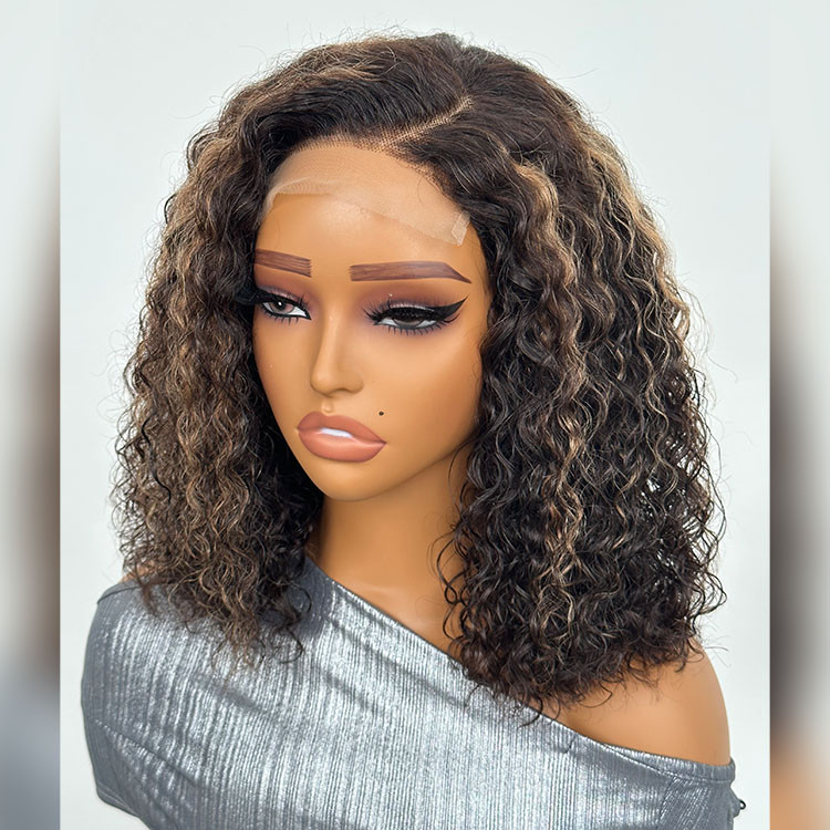 dark brown hair with highlights