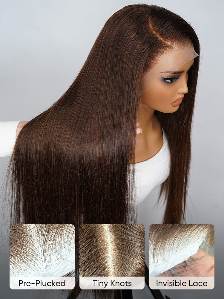 dark brown straight HD lace wigs