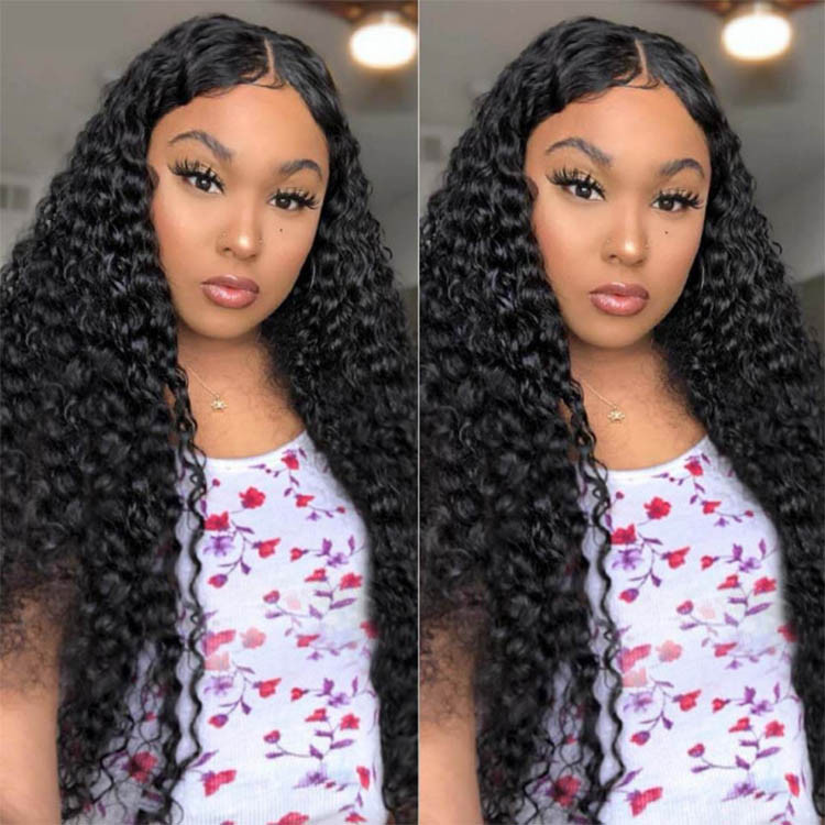 deep wave human hair lace wigs