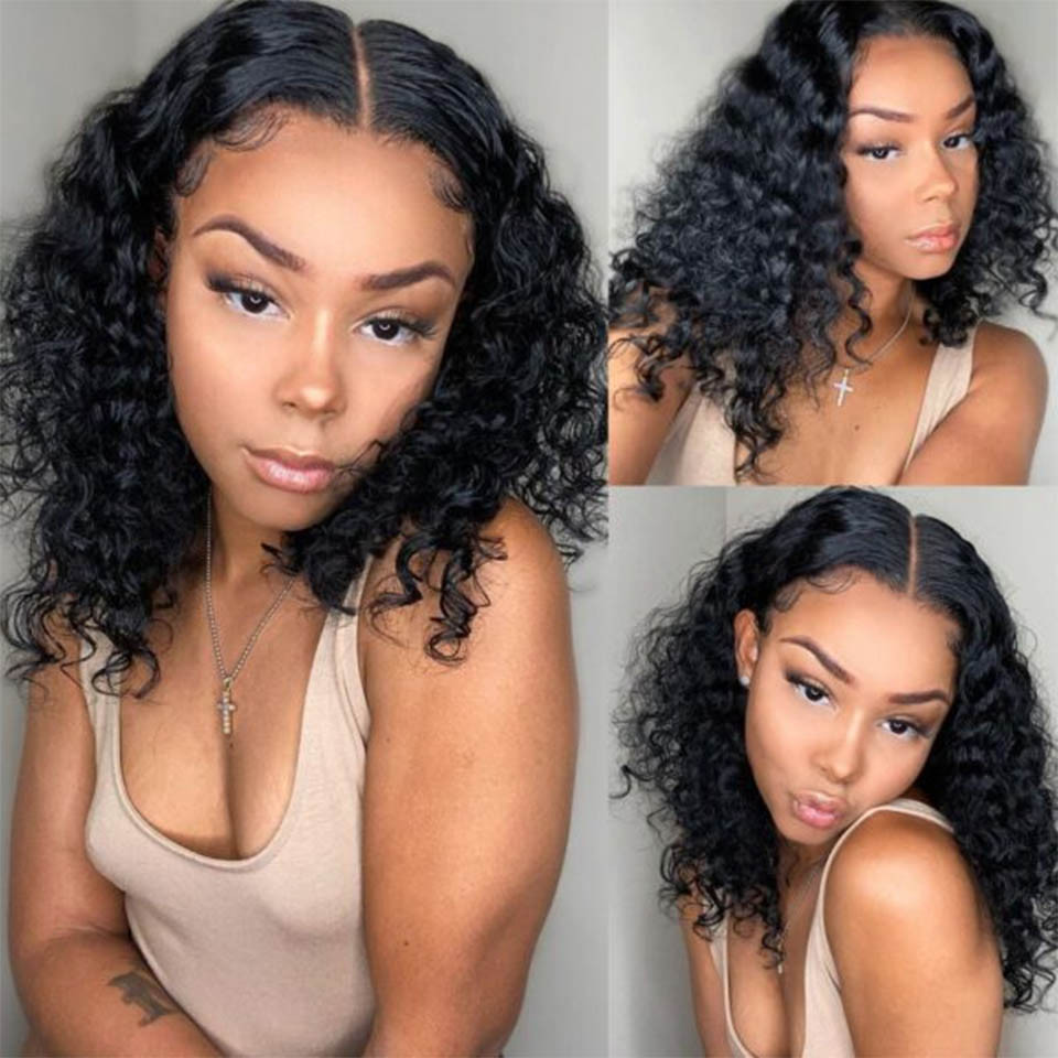 deep wave human hair bob wigs