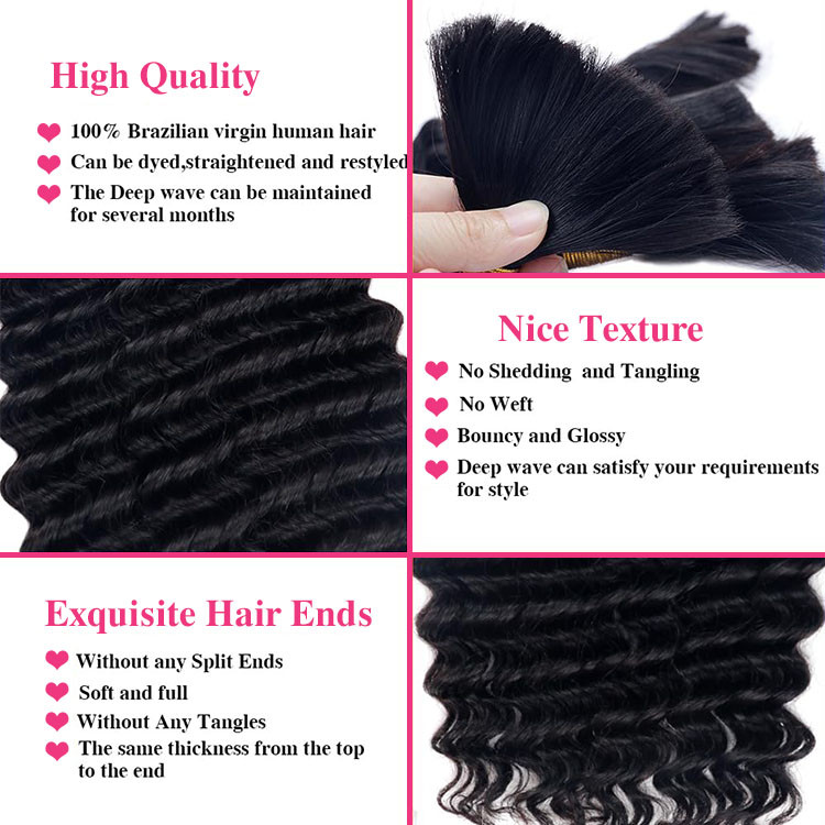 deep wave bulk human hair for braiding