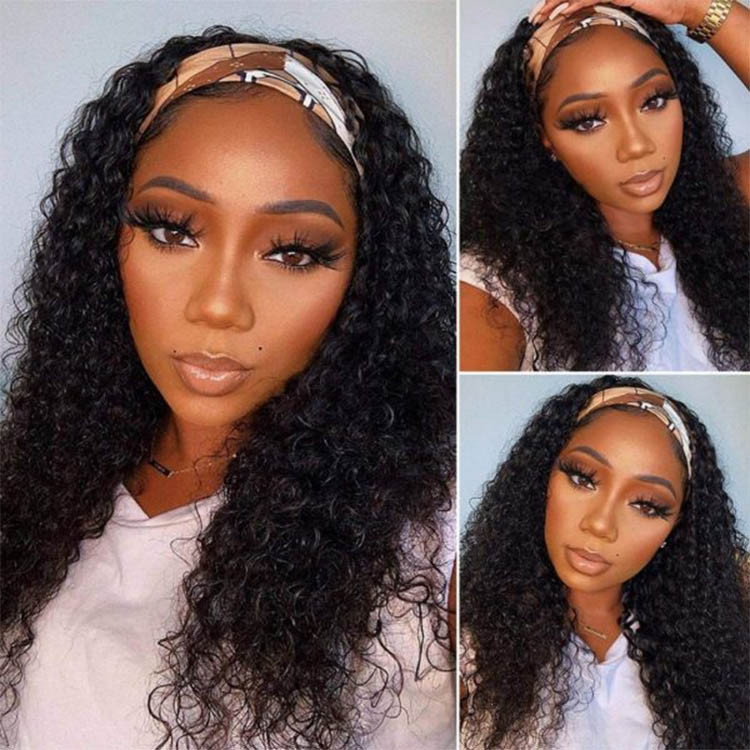 curly headband wigs human hair