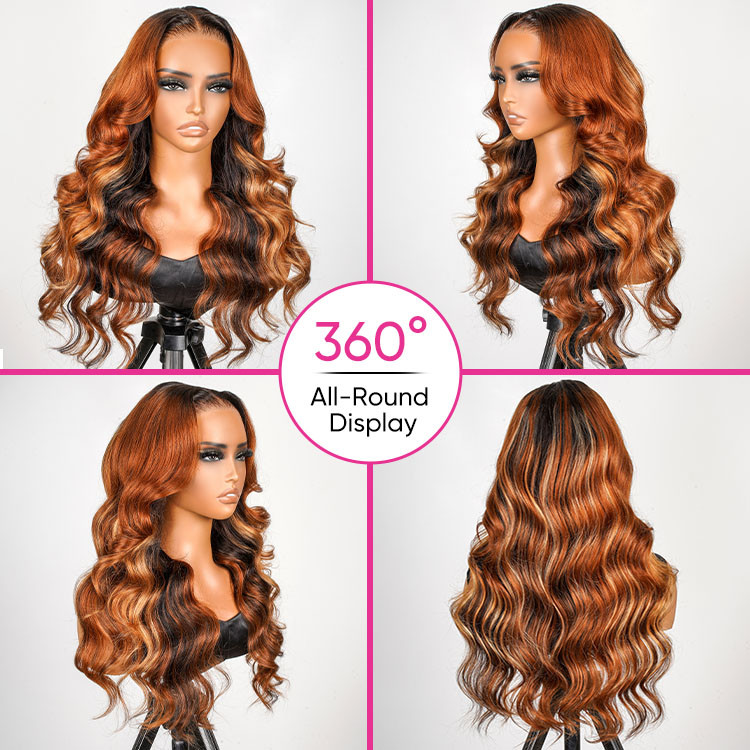 black hair with ginger highlights
