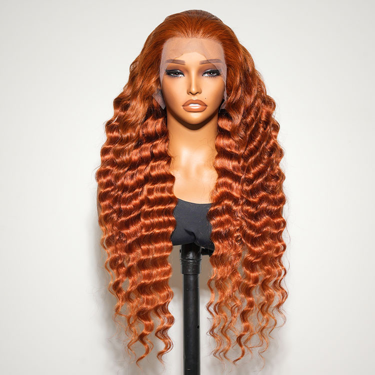 ginger orange crimped wig