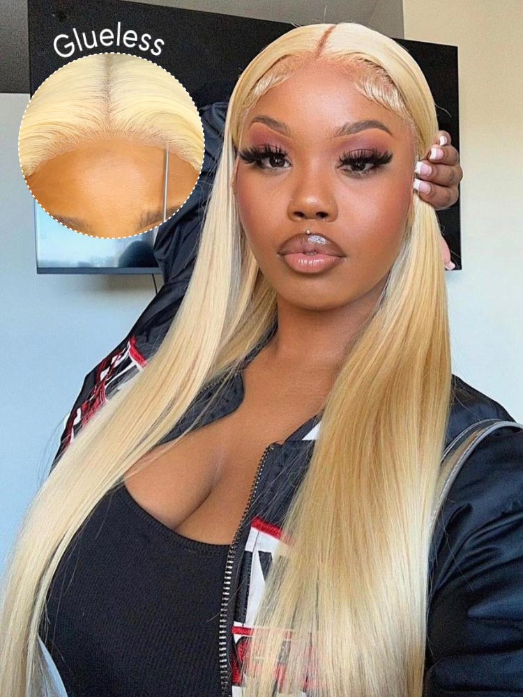 613 blonde straight glueless wig