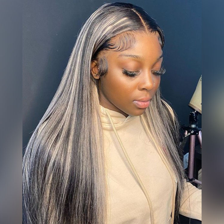 grey highlight straight wigs