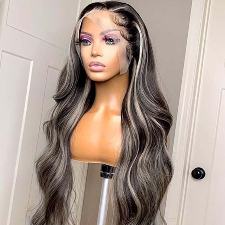 Platinum blonde Highlights On Black Hair