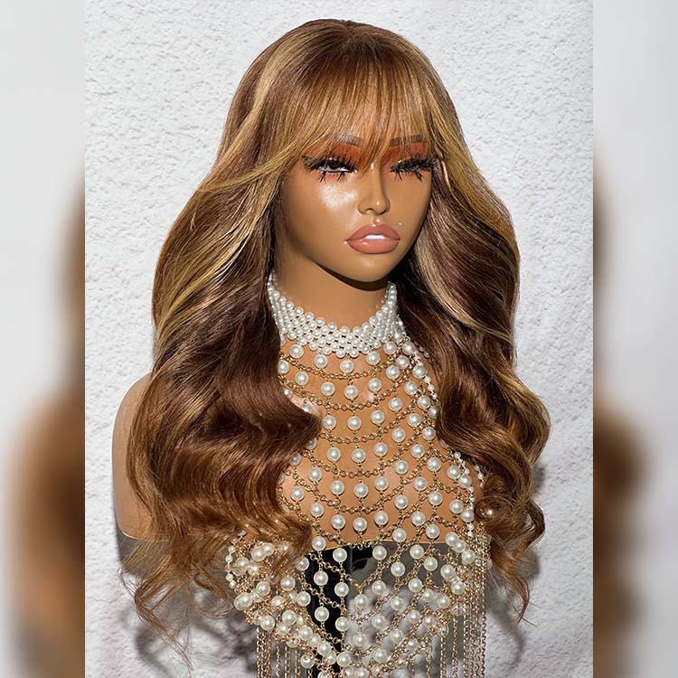 face framing highlights with bangs