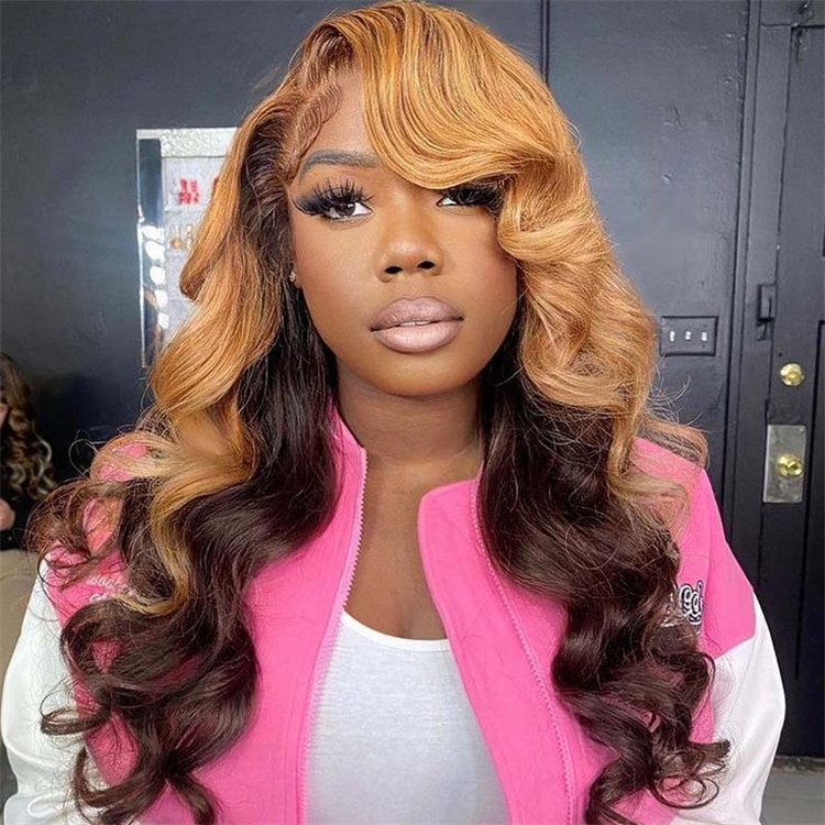 honey blonde and brown wig