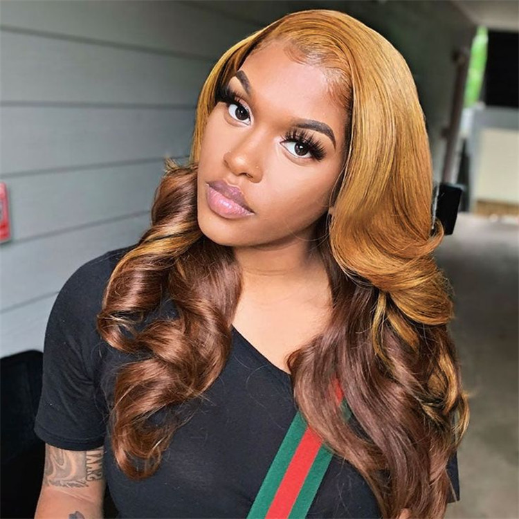 honey blonde and brown wig