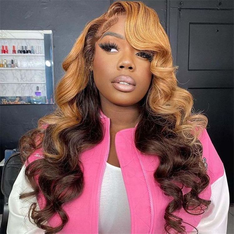 honey blonde and brown wig