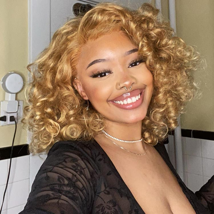 honey blonde curly wigs