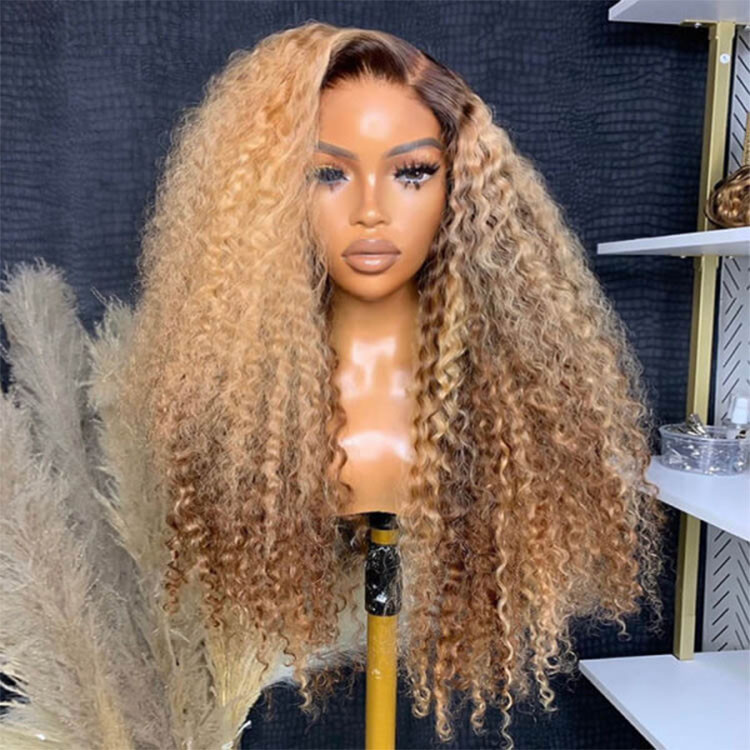 honey blonde curly wig