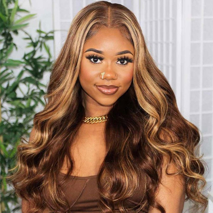 honey highlights on dark brown hair