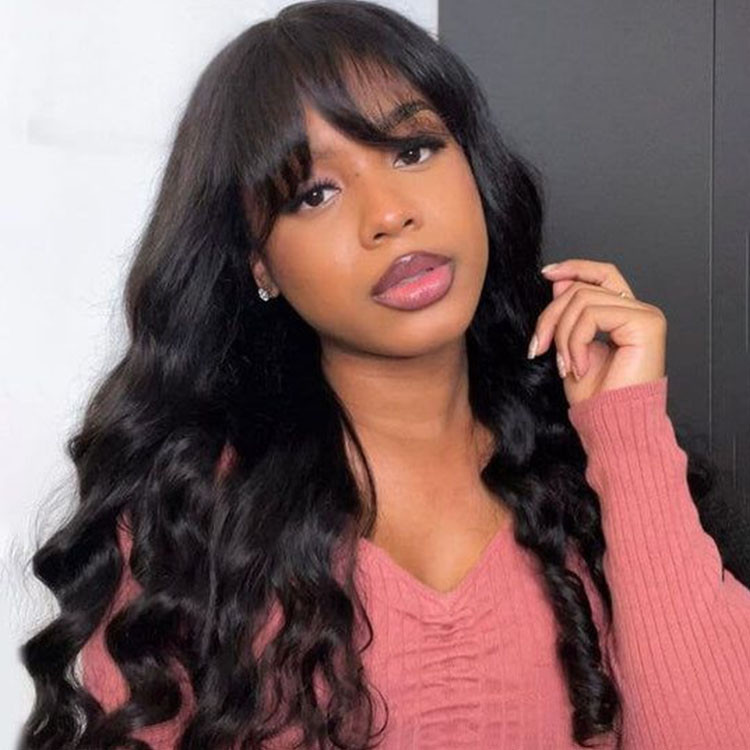 black wig with bangs