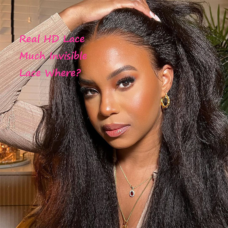 kinky straight HD lace front wigs