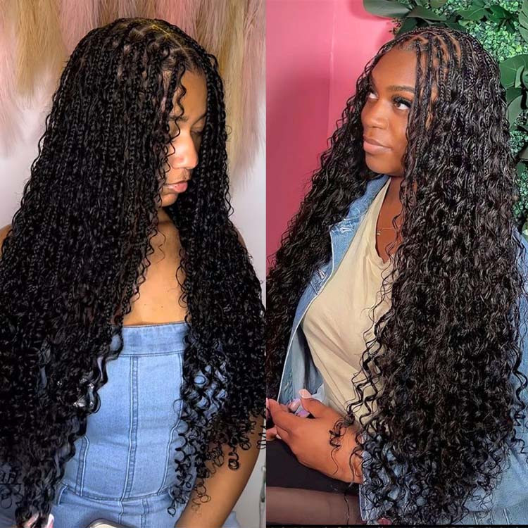 knotless braids with curls