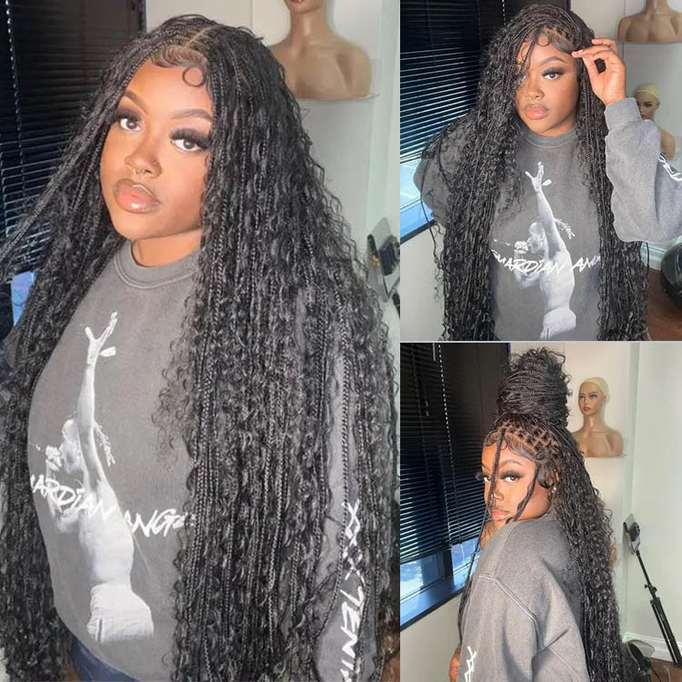 knotless box braids with curls