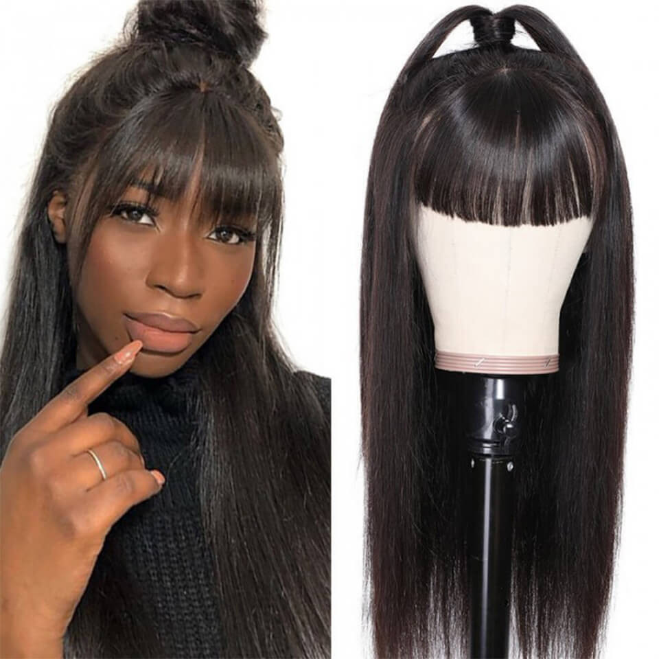 straight lace front wigs with bangs
