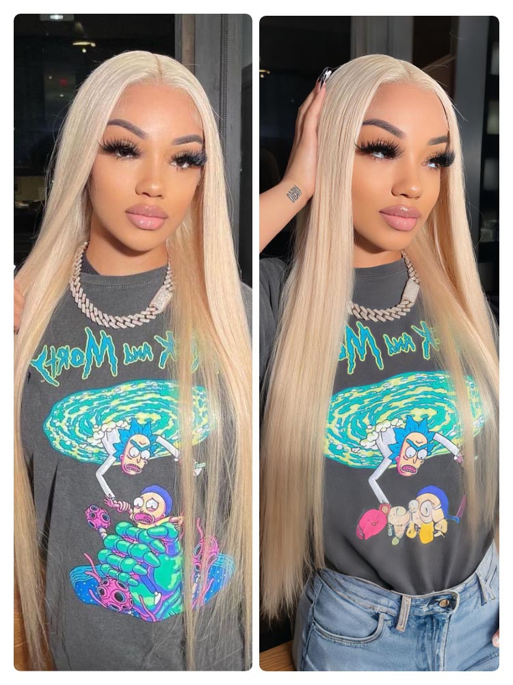 long blonde glueless closure wig