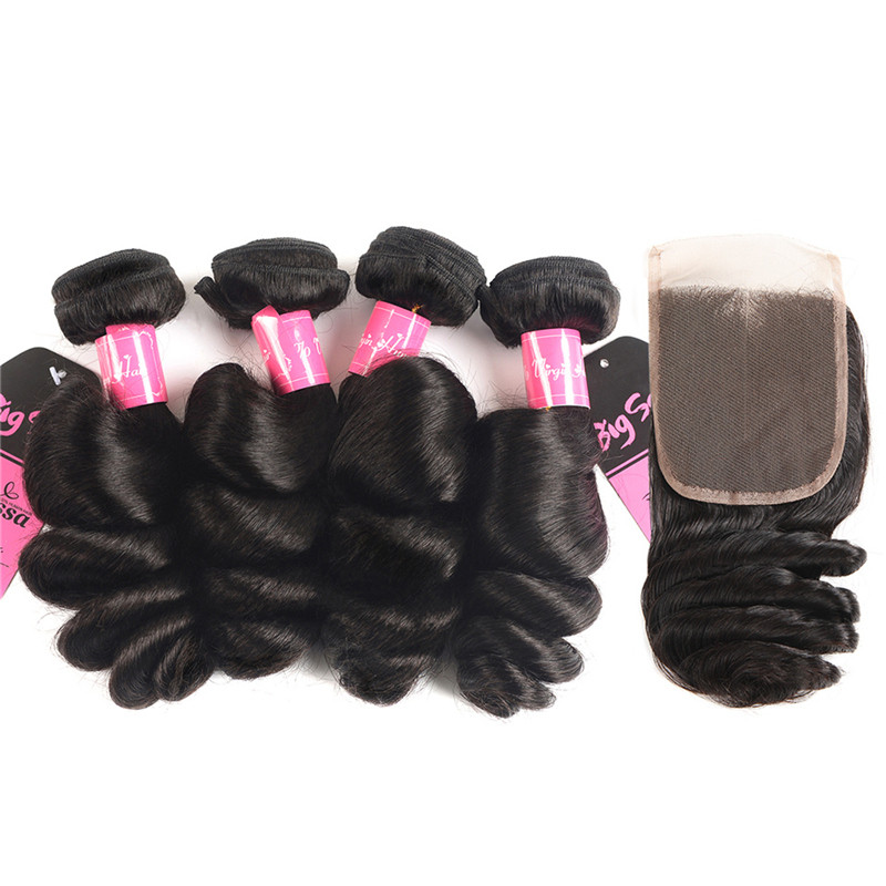 loose wave hair bundles with lace closure