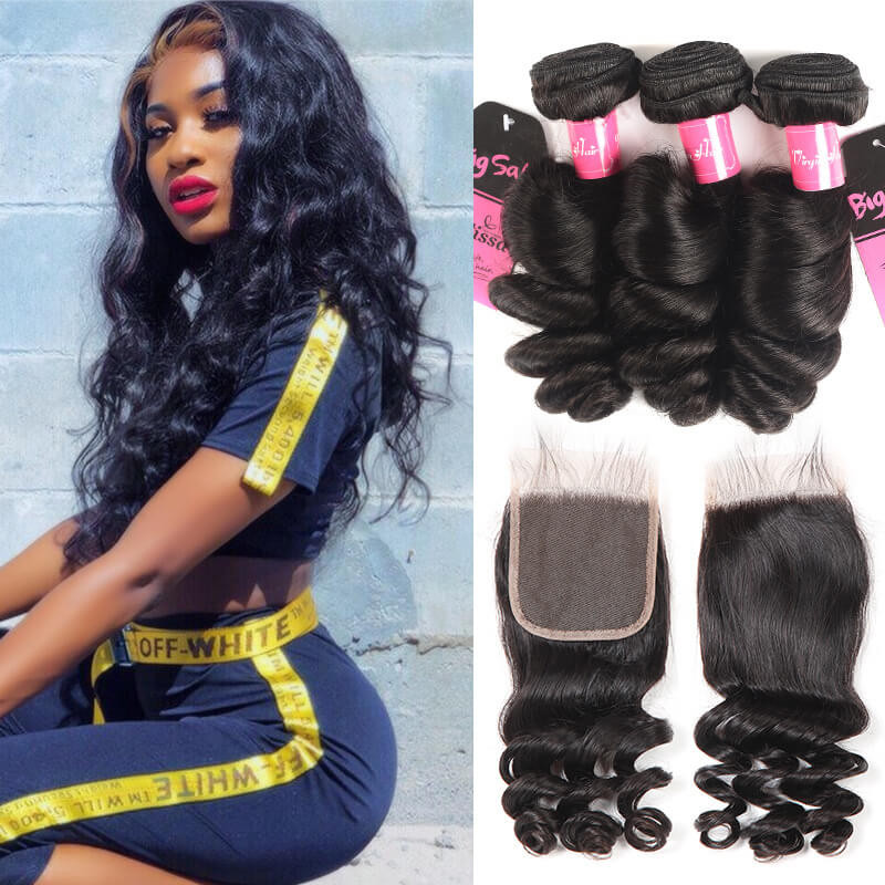 loose wave 3 bundles with closure