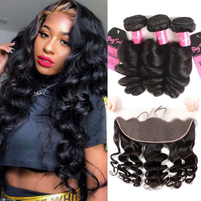 loose wave 3 bundles with frontal
