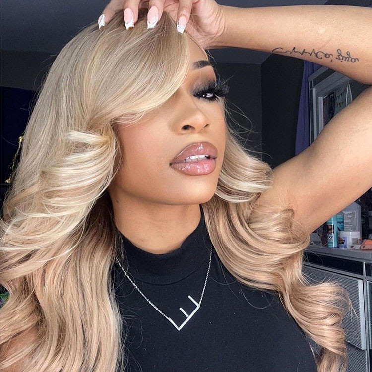 milk tea brown wig with highlights