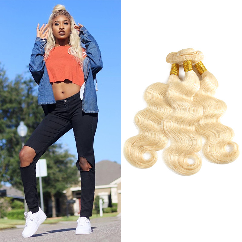613 Platunum Blonde Hair 3 Bundles