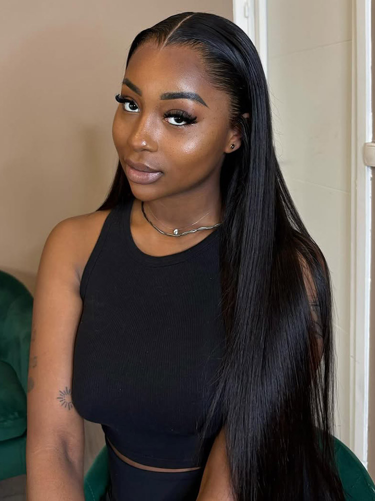 straight wig with widows peak hairline
