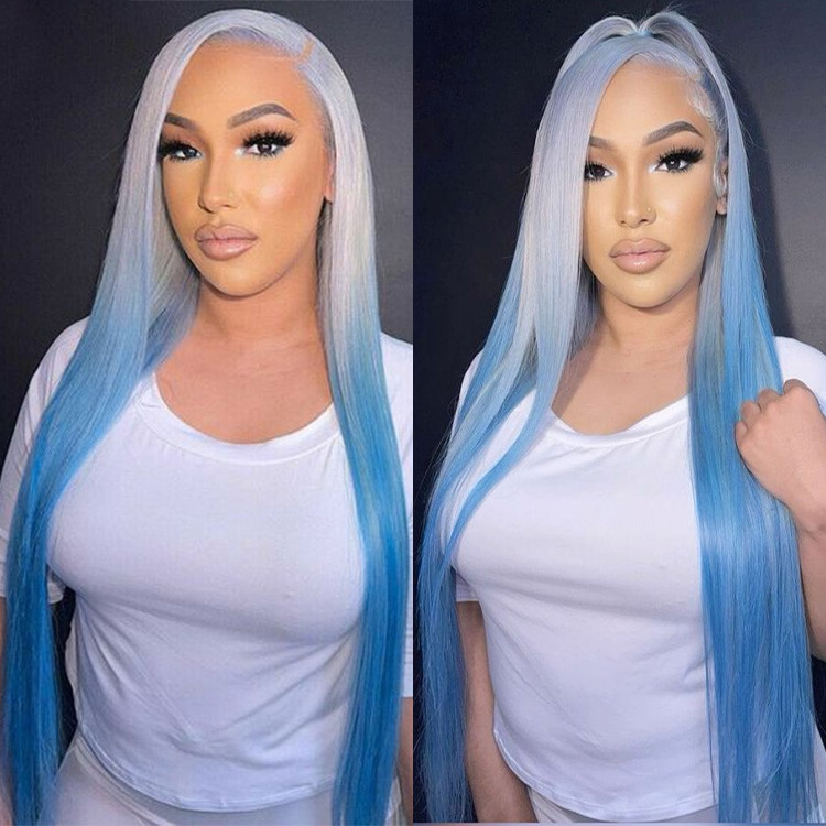 ombre blue lace front wig