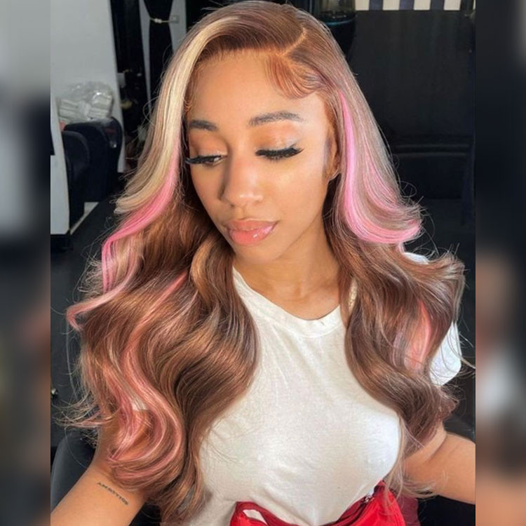 pink highlight wig
