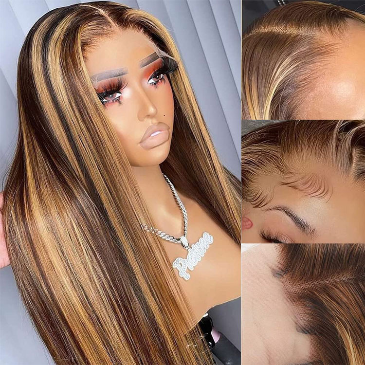 honey blonde highlights on brown wigs