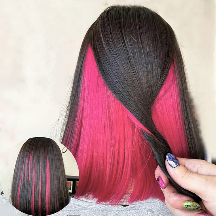pink and black lace front wig