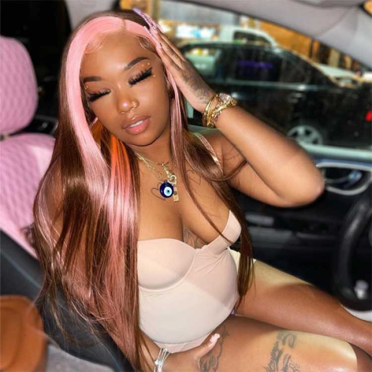 brown and pink wig