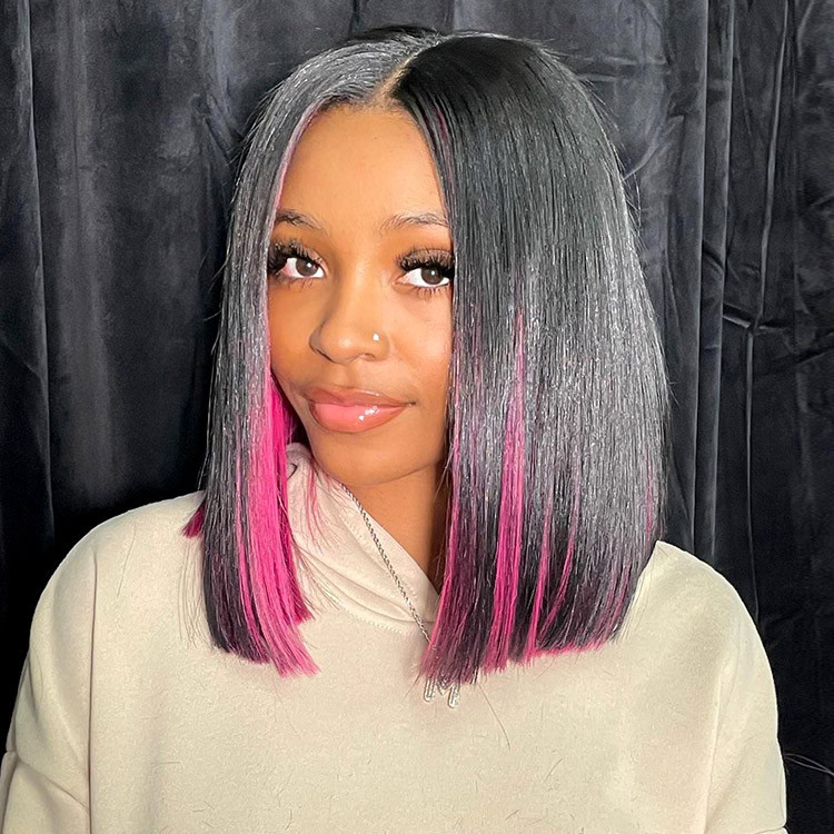 pink highlight wig