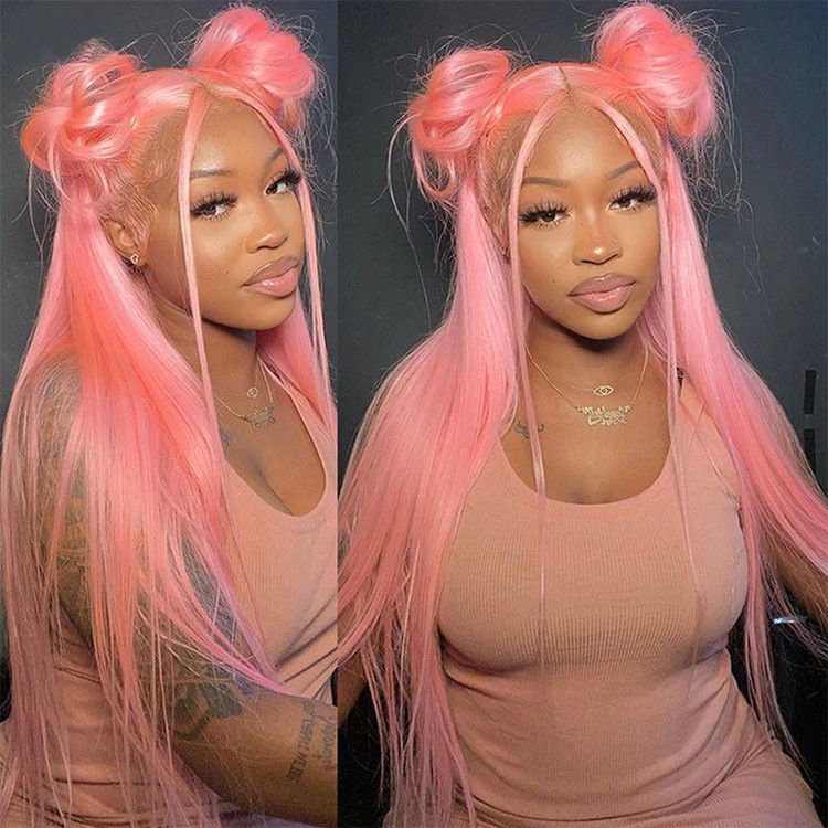 pink human hair wigs