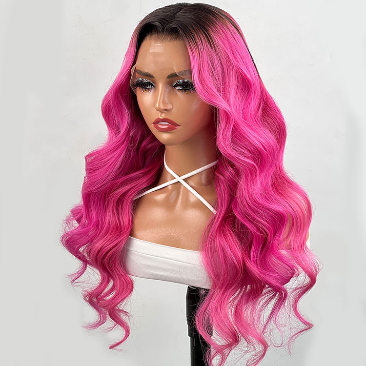 pink wigs with dark roots