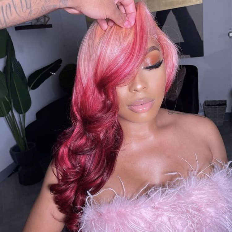 pink ombre human hair wig