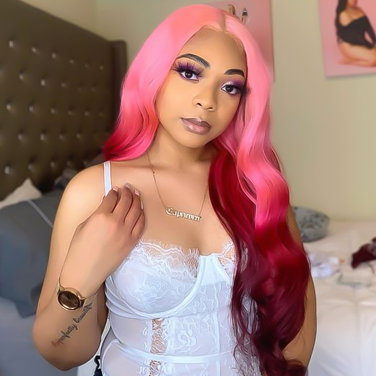 pink ombre lace front wig