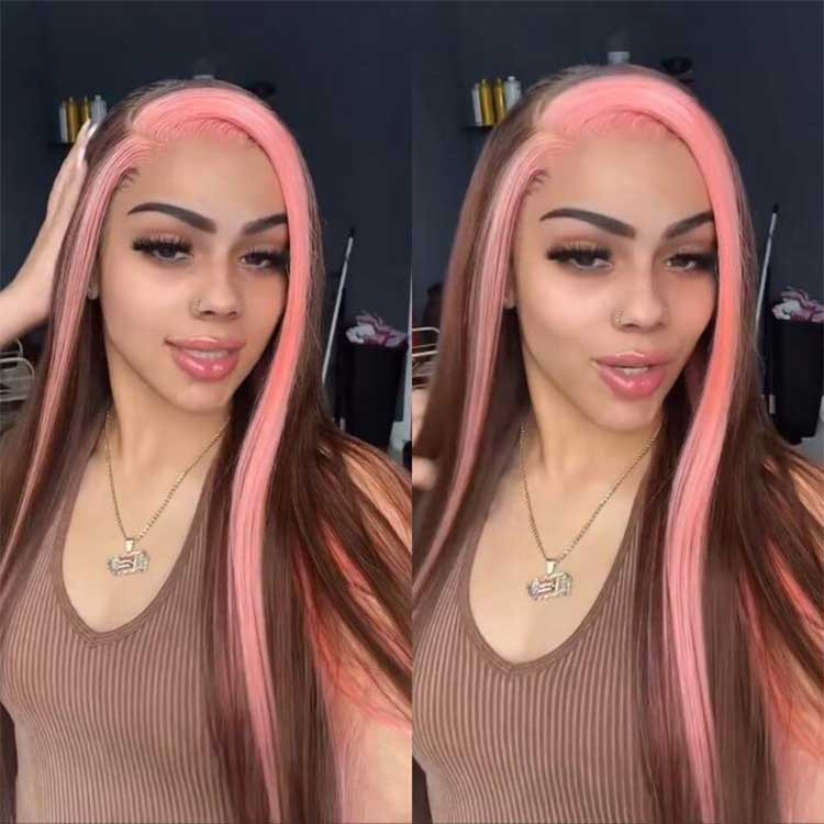 pink skunk stripe hair