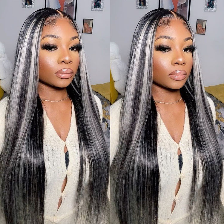 grey highlights on black wigs