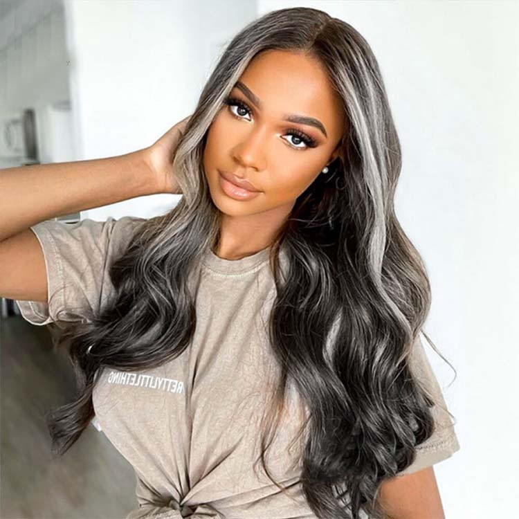 ash gray highlights on black hair